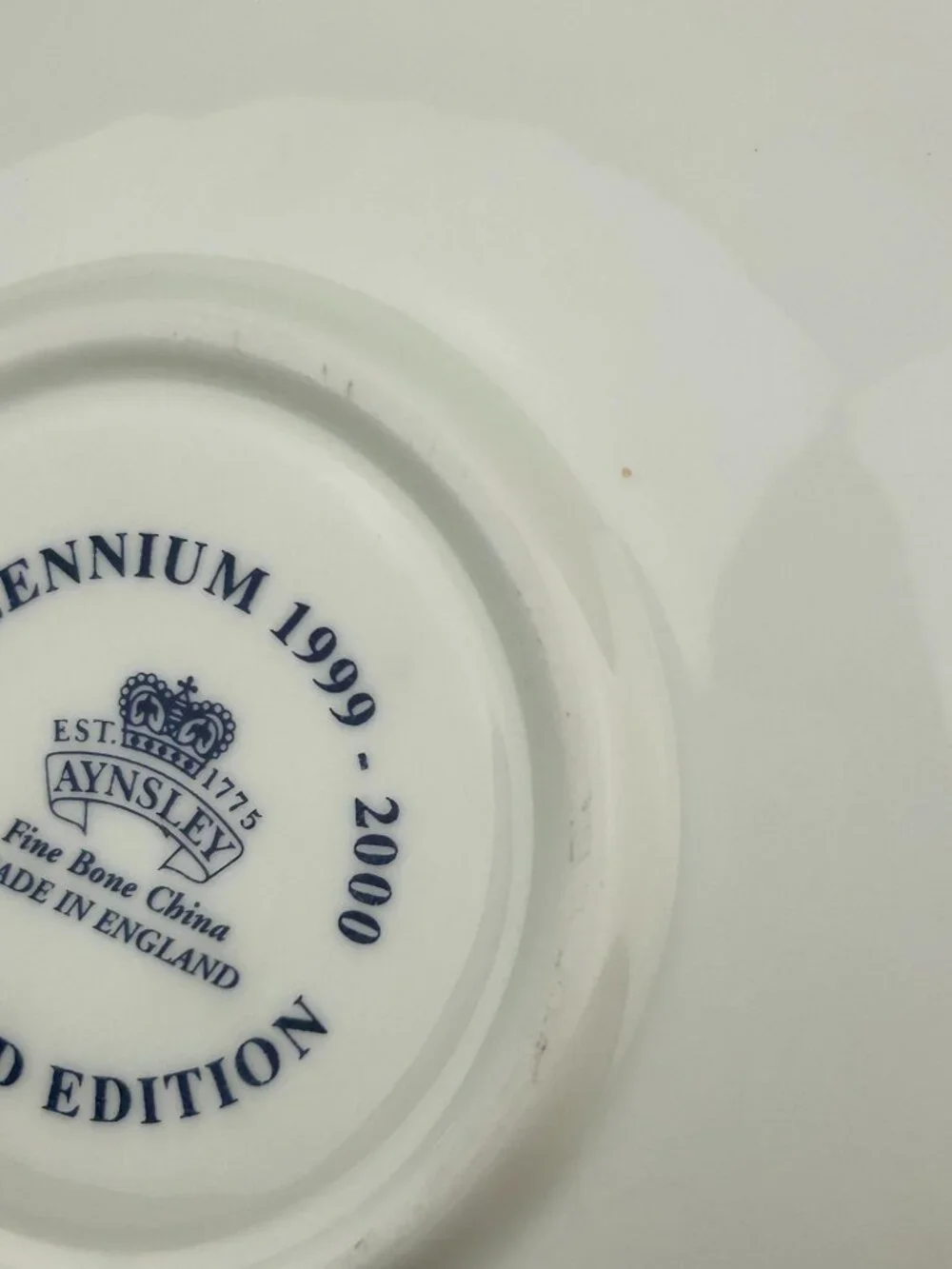 Aynsley Millennium Limited Edition Cobalt Bird Floral Teacup Saucer Set England